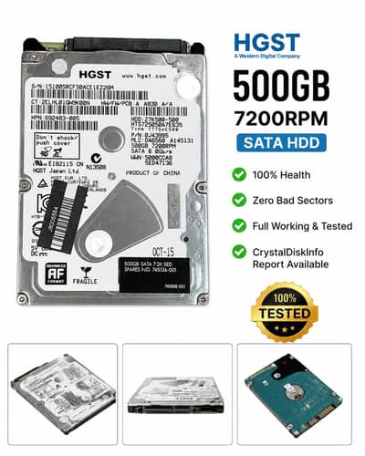 Original HGST 100% Health 500GB 7200RPM SATA HDD