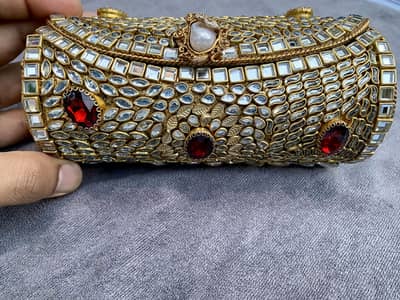 Clutch kundun Bag Rust Gold with Stones
