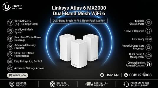 Linksys Atlas 6 MX2000 Dual-Band Mesh WiFi 6