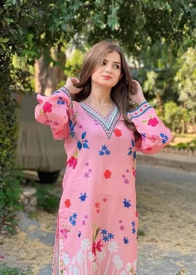 ​Beautiful Pink Stitched Lawn 2Pcs Co-Ord Set