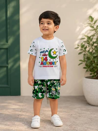Product Name*: 14 August Boy's Printed Shirt And Shorts Set