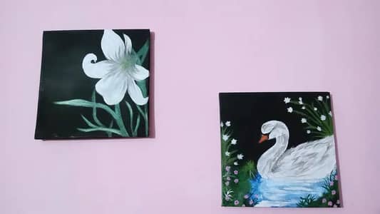 beautiful handmade wall art set (2 pantings) Acrylic canvas painting