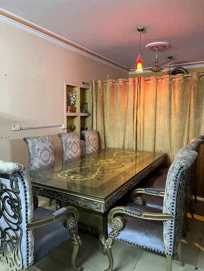 Luxury Dining Table with Chairs 8 Seatter - Glass Top