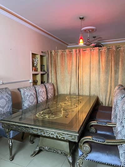 Luxury Dining Table with Chairs 8 Seatter - Glass Top