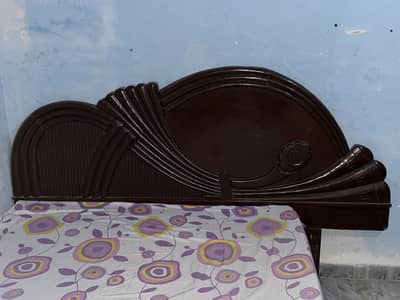 Wooden double bed with dressing table and mirror