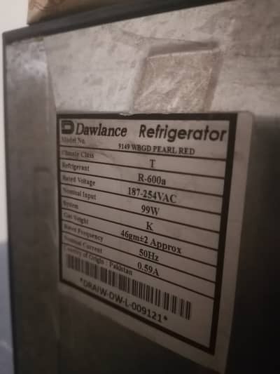 Dawlance refrigerator (9149WBGD pearl Red)