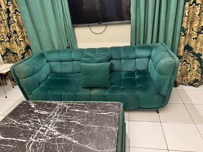 7 seater sofa set with 4 by 4 centre table marble top