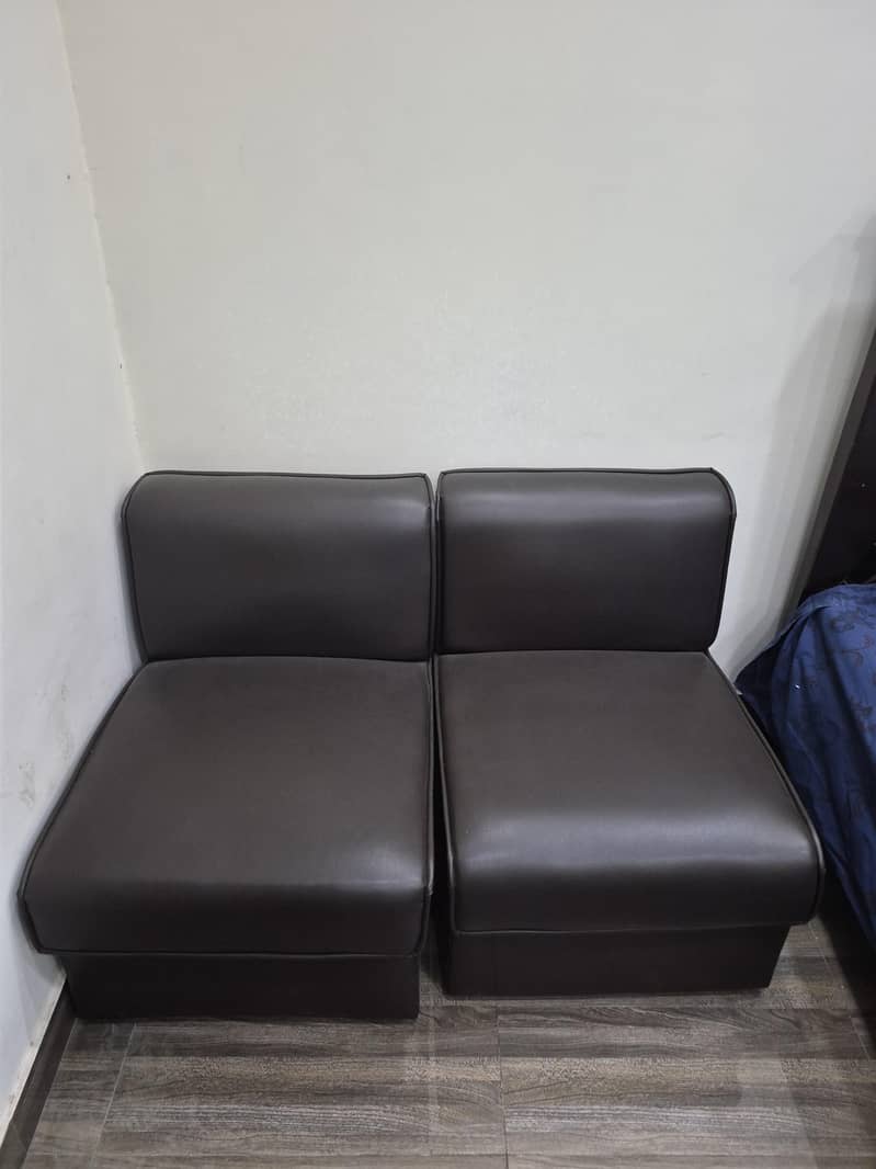 Leather Single Sofa Pair 0