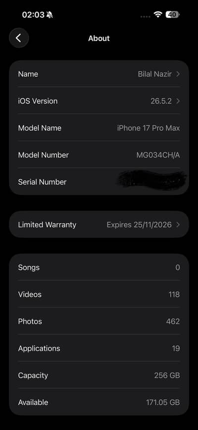 17 Pro Max 256gb