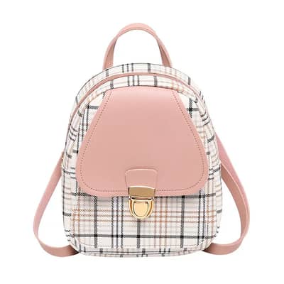 Korean Plaid Contrast Lock Buckle Shoulder Crossbody Backpack