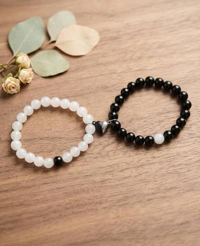 handmade Black & White couple Bracelet set
