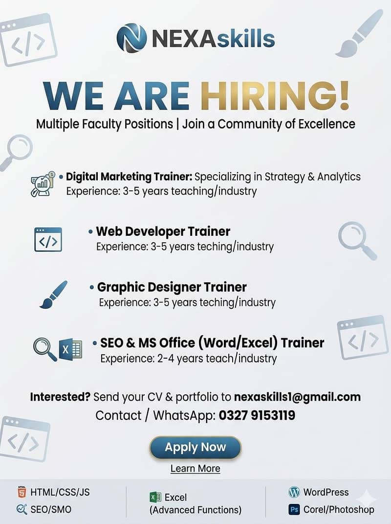 Seo expert, web developer, word/excel trainers 2