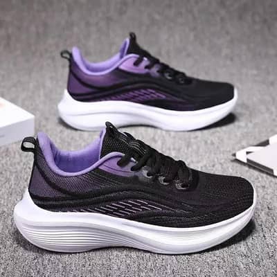 Woman,s Flaying Weaving casual Sneakers Black Purple And White