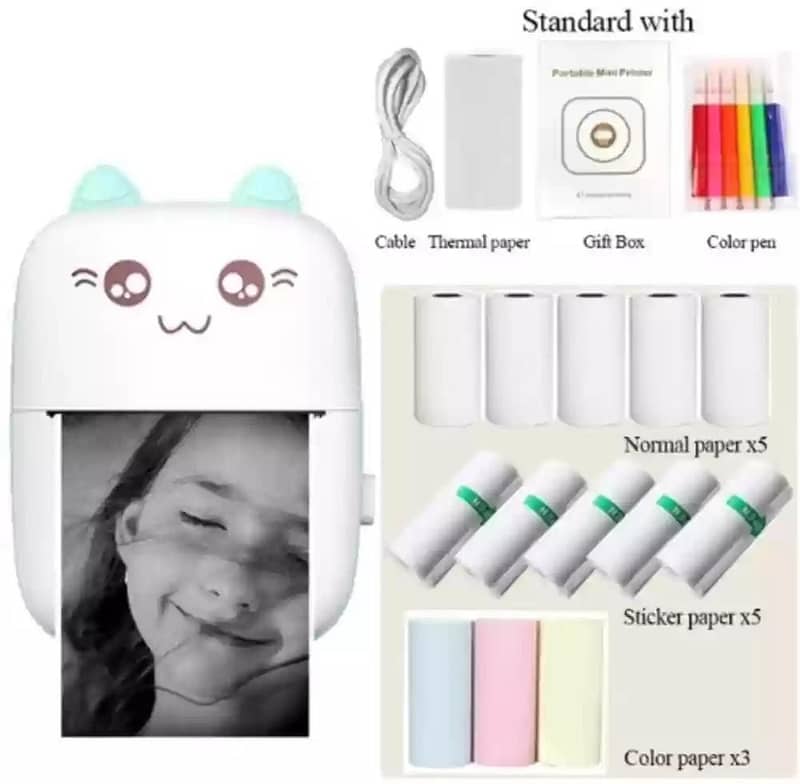 Mini Bluetooth printer postable white 58mm free :DC 4