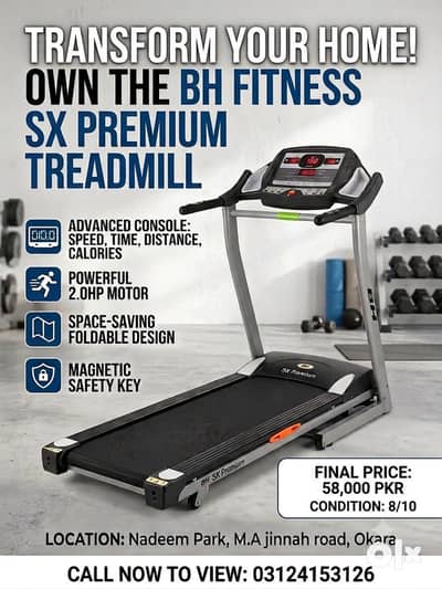 BH Fitness SX Premium Motorized Runnin Treadmill - Qatar import