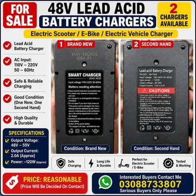 48V Lead  Battery Chargers – 1 Brand New & 1 Used