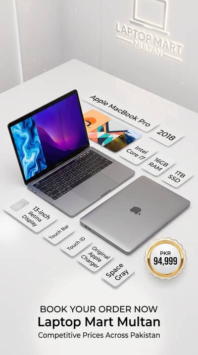 MacBook Pro 2018 16GB RAM, 1000GB SSD Storage