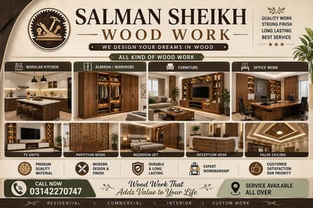 Wood work services *wood bed * furniture design* offices *carpenter