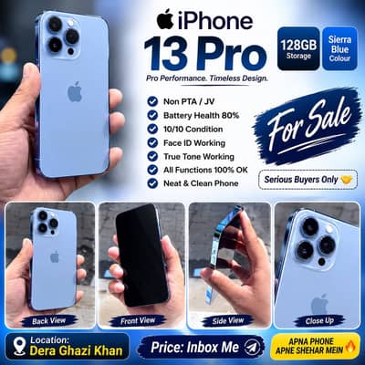 iPhone 13 Pro 128GB Blue | JV Non PTA | 10/10 | Face ID & True Tone OK