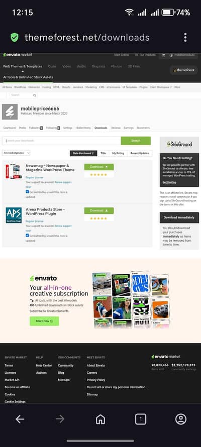 Envato Account for Sale – Premium WordPress Products Included