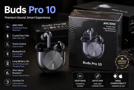 Buds Pro 10 (ANC/ENC) – Premium Wireless Earbuds