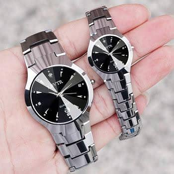"Royal Couple Time - His & Hers Silver couple Watch Set"