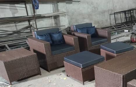 Garden outdoor furniture rattan sofa set upvc chairs table umbrella