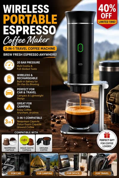 wireless portable expresso coffee maker 3-in-1 20 bar rechargeable
