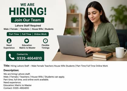 Office & Online Work Jobs Available – Male/Female