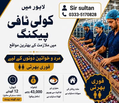 goli toffee factory mien  helper ki zarorat ha
