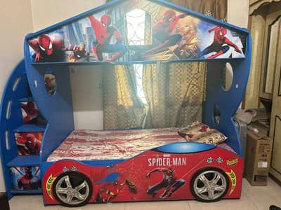 Spider-Man Kids Bunk Bed with Car Design | Study & Storage Bed