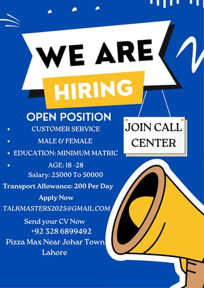 Urgent Hiring | Call Center Agents Required | Male & Female required