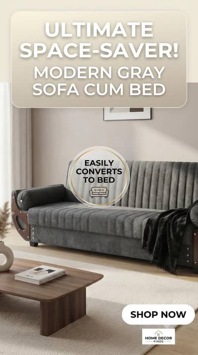 Gray Sofa Cum Bed – Modern 2-in-1 Convertible Sofa