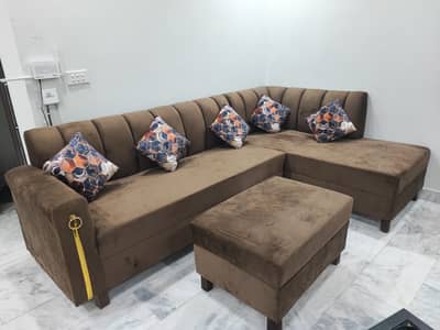 L shaped cushion sofa