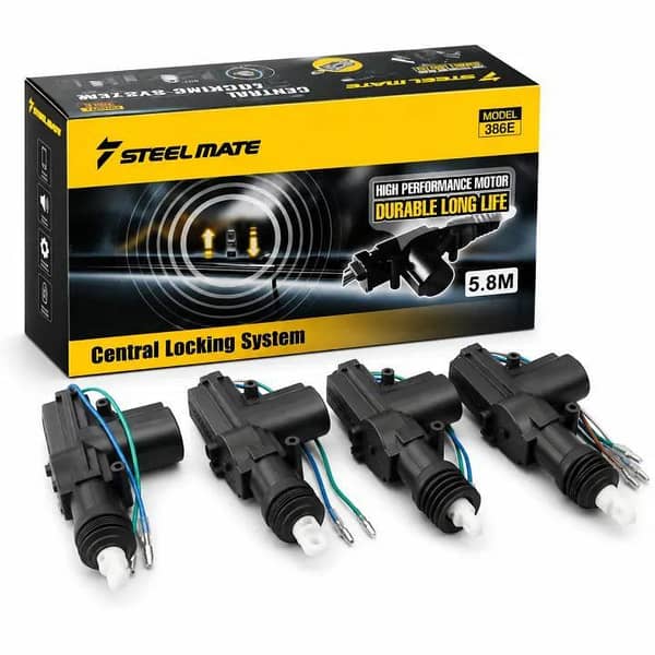 Steelmate 386E Universal Car Central Locking System 4 Door Kit | Heavy Duty Door Lock Actuator Set | 12V Vehicle Security Upgrade