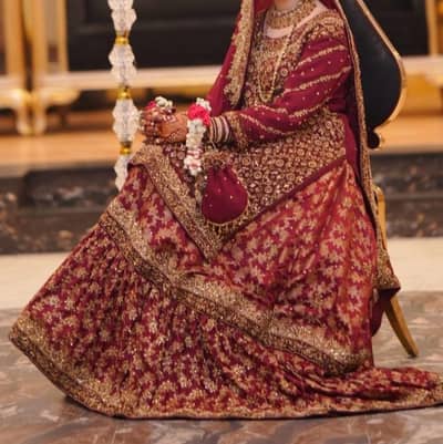 bridal Farshi Sharara with jewelry