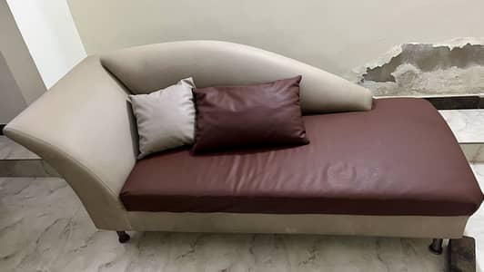 Modern leatherette sofa set (3+1+1) beige and brown | Good condition