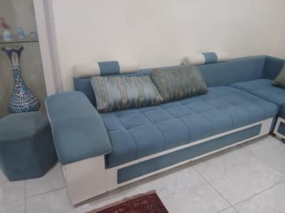 12 Seater L- Shaped Set with Centre Table & 4 Matching Stools