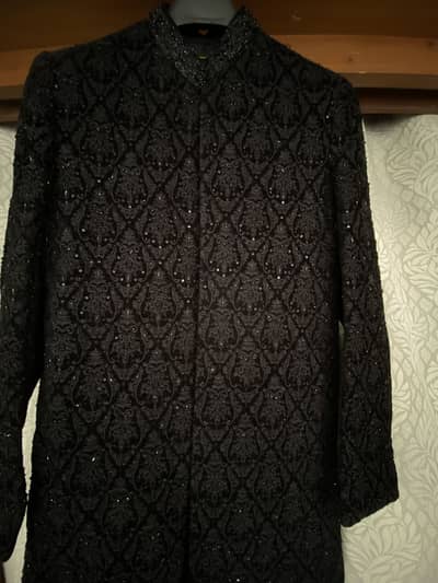 *For Sale: Black Velvet Groom Sherwani - Heavy Cut Dana Work*