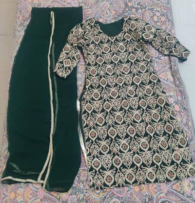 Georgette Gotta Shirt with Duppatta Embalished with Lace (2 Piece)