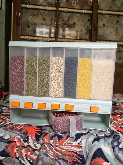 10 KG Dry Food Dispenser 6-Grid Cereal Dispensers Food