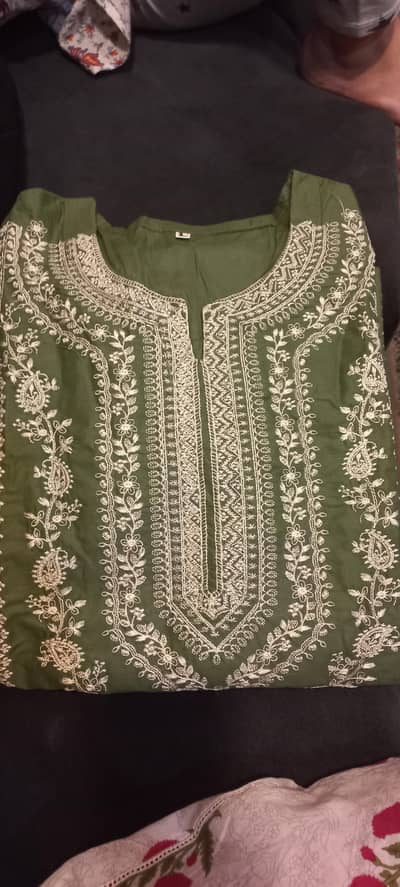 2piece shirt trouser embroided lawn