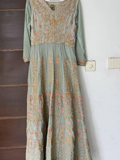 Mint Green Embroided Frock for Formal Wear