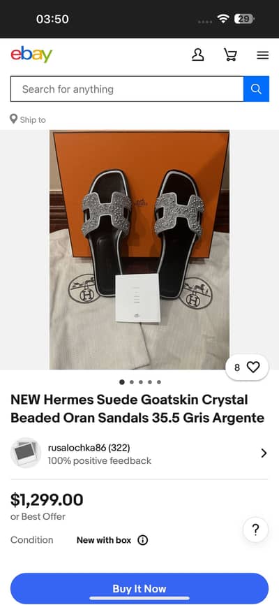 Original HERMES ORAN SLIDES (size 39)