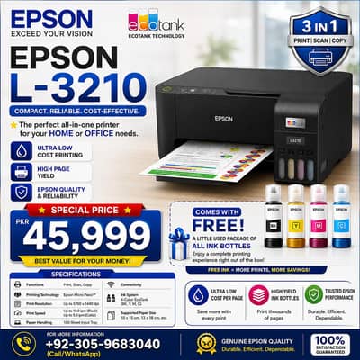 Epson L3210 EcoTank Printer | Print • Scan • Copy