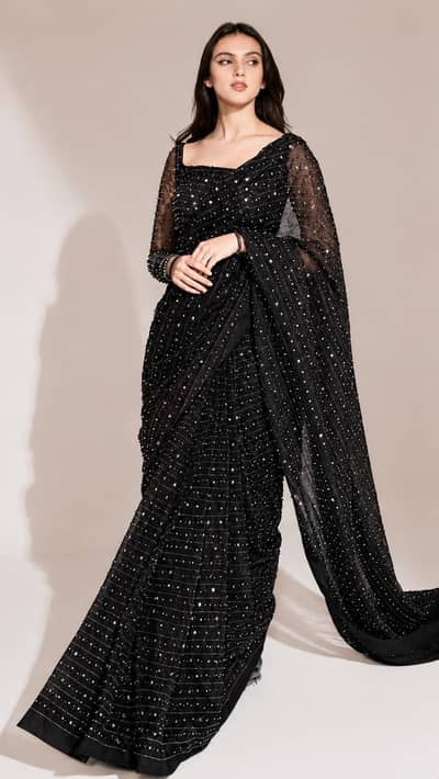 Organza Stone Work Saree Unstiched and Stiched.