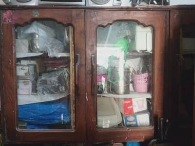 Pure Wooden Showcase and Dressing Table for sale (32 years old)