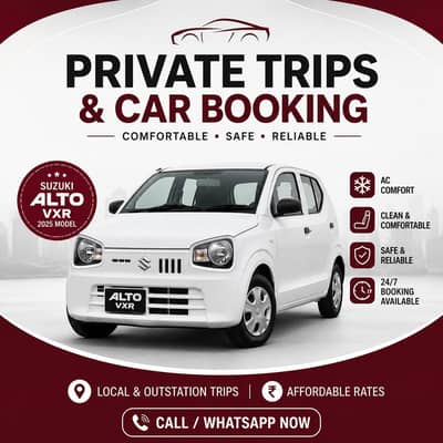 Suzuki alto for private trips Ac car local and outstation bookings