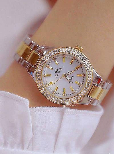 Golden Glow - Diamond Studdent Girls Watch