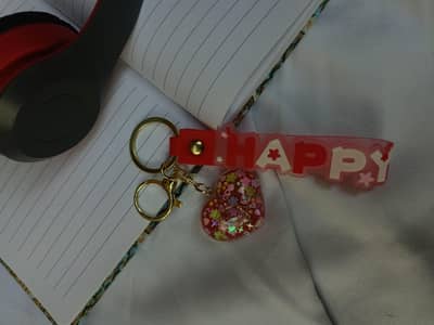Glass heart&charm keychains